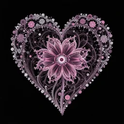 fractal art heart with flower