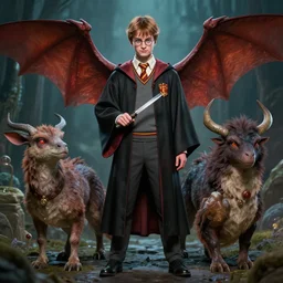 Scamander From Harry Potter with his creatures , artstation, Greg rutkowski, hyper realistic,