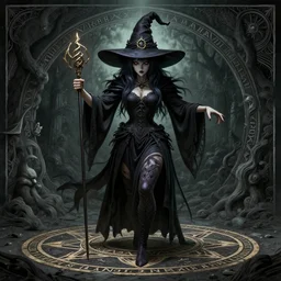 eldritch anime witch in the style of michael whelan and gustave dore. hyperdetailed photorealism by greg rutkowski. 1 0 8 megapixels, 3 d finalrender, cinematic lighting, witchcraft summoning circle
