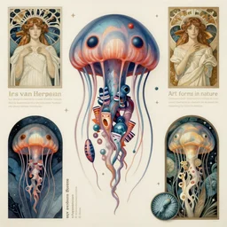 hyper - detailed matte illustration of alien jellyfish by iris van herpen! based on plate 6 1 of art forms in nature by ernst haeckel, alphonse mucha and zaha hadid