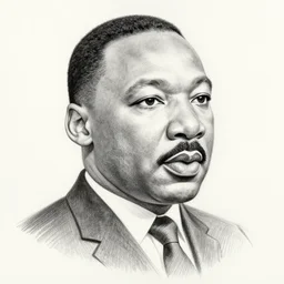 very detailed pencil sketch of Martin Luther King