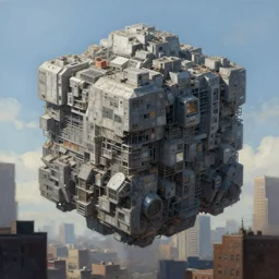 a giant borg cube over new york, realistic painting, high definiton, digital art