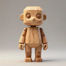 model statue highly detailed, symetrical, geometrical, cgsociety, artstation, minimalist, concept art, official art, octane 8 k, illustration artoys, funny, cute, figurine wooden, robot rigolo in wood sculpture, masterpiece of art, art basel