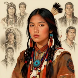 beautiful female American Indian by Stanley Artgerm Lau, WLOP, Rossdraws, James Jean, Andrei Riabovitchev, Marc Simonetti, tranding on artstation