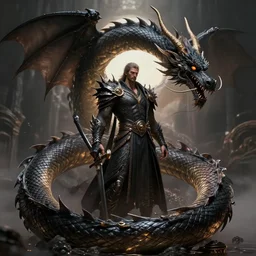 man with the soul of a dragon, digital art, dragon coiling