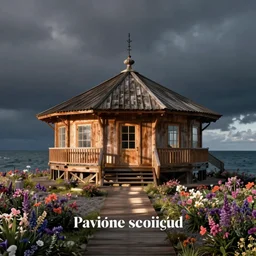 le pavillon en viande saignante sur la soie des mers et des fleurs arctiques