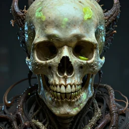 lovecraftian monster close - up portrait human skull, a lime, bioluminiscent, intricate artwork by tooth wu and wlop and beeple. octane render, trending on artstation, greg rutkowski very coherent symmetrical artwork. cinematic, hyper realism, high detail, octane render, 8 k