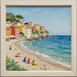 impasto relief painting of a beautiful italian beach scene, redon and claire tabouret