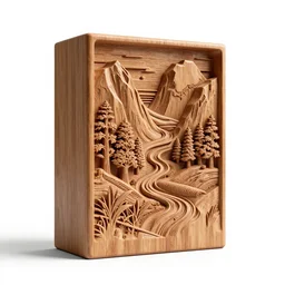 carved wooden seal, clean 3d render, full body, isolated on a pure white background, centered, entire subject in frame, sharp focus, soft studio lighting