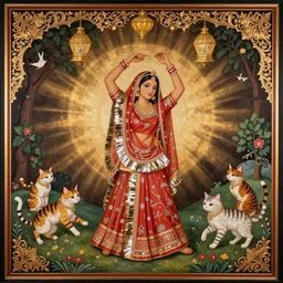 cats dancing, Rajput Paintings