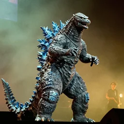 Godzilla as Janis Joplin performing on stage at Woodstock, photo