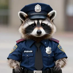 a raccoon dressed as a cop