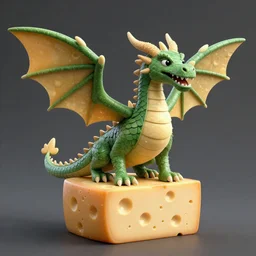 a realistic dragon made of cheese, ray tracing