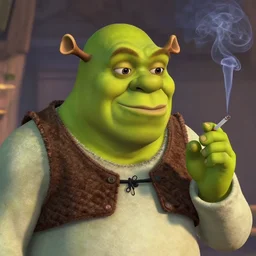 shrek smoking a cigarette