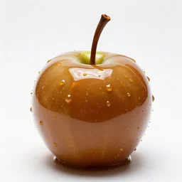 ornate caramel apple, high detail macro photography, isolated on a pure white background, centered, entire object in frame, sharp focus, soft studio lighting