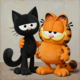 by remedios varos, pete the cat and garfield, oil painting, met collection, high resolution