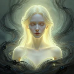front symmetrical portrait, imogen poots, paladin, gloomhaven, soft, smooth, luminescent, haunting, pale yellow backlit glow, evil inky swirly ripples, sickly colors, aesthetic octane render, unreal engine, 8 k, by greg rutkowski, jesper ejsing, rhads, ilya kuvshinov, cushart krenz