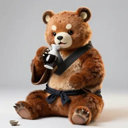 anthropomorphic edo period japanese bear, drinking sake, fursuit, cosplay, trending on instagram, photography, sigma 8 5 mm f / 1. 4, studio lighting