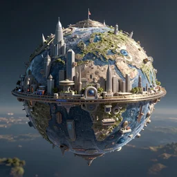 the orb of spectacular and intricate technology. the gigantic orb is a floating space station for a miniature city, hyperdetailed 1 6 k resolution fantasy art digital art by jan urschel and neil blevins and tony diterlizzi
