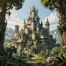 fantasy natural city in the trees