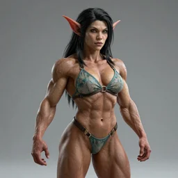 female muscular goblin lady, 4k, high quality, detailed