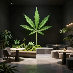 cannabis dessert minimalist cafe high - key split lighting pixar
