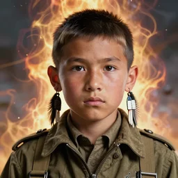 masterpiece portrait of 4 0 year old world war ii native american man with short hair, kind eyes, wearing a military air force jacket, hyper realistic face, volumetric lighting, fantasy art, epic, in the style of greg rutkowski, donato giancola, tom bagshaw, intricate, hyper detailed, smooth, vibrant aura