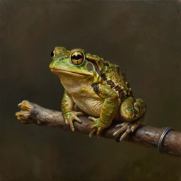 small toad bound on a stick with wire, magic item from dnd, matte fantasy painting, deviantart artstation, by jason felix by steve argyle by tyler jacobson by peter mohrbacher, cinematic lighting