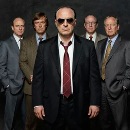 the cast of the sopranos painted by h. r. giger