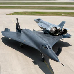 a single lockheed sr - 7 1 blackbird and lockheed martin f 3 5 hybrid, rocket engine in the back, dslr