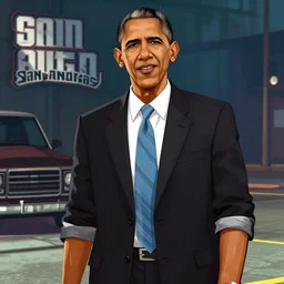 barack obama in the style of gta san andreas, in the style of artgerm, rossdraws