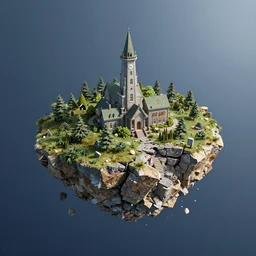 a crumbling island in space, 3 d render