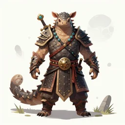 mystical pangolin warrior, digital art