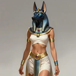pretty woman wearing an anubis themed outfit, highly detailed, artgerm style, artstation, soft light, sharp focus, illustration, character design, concept art