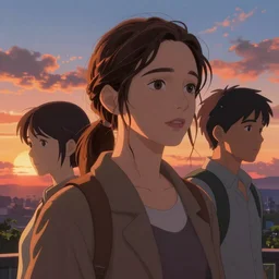 Emmy Rossum, sunset, portrait, intricate, highly detailed, digital painting, artstation, official media, anime key visual, concept art, rich vivid colors, ambient lighting, sharp focus, illustration, art by Artgerm, Makoto Shinkai, Ilya Kuvshinov, Lois Van Baarle, and Rossdraws