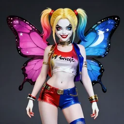 cartoon female character inspired by harley quinn and star butterfly from star vs force the evil, artwork by studios ghibli and rossdraws, anatomically correct, smooth, highly detailed, sharped focus, symmetrical, perfect composition
