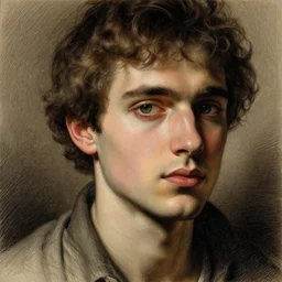 Handsome young man overcoming loneliness, in the style of Edgar Maxence and Caravaggio and Michael Whelan and Caravaggio artistic, intricate drawing, light brazen, realistic fantasy, extremely detailed and beautiful aesthetic face, establishing shot, 8k resolution, dramatic lighting man