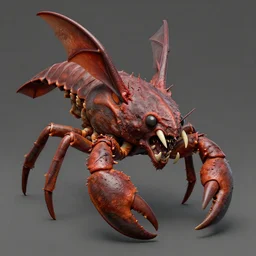 doom, crustacean, isopod, muscular body, chiroptera head, chiroptera ears, big sharp teeth, hyperrealism, artstation, cgsociety, zbrush, no background