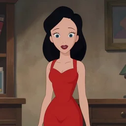 the matrix red dress woman scene, cartoon.
