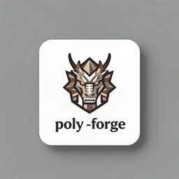 high quality logo of a dragon head shaped blacksmith forge, for a company called poly - forge, symmetrical, award winning, rectangular!!!!!!, art deco!!!!!!