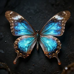 a bioluminecent steampunk butterfly