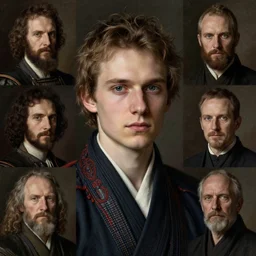 realistic detailed portrait of a young slavic samurai by Gregory Crewdson, Irving Penn, Rembrandt, Alex Horley and Jimmy Nelson!