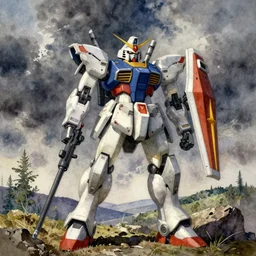 gunma mecha in the style of john william water house, watercolor