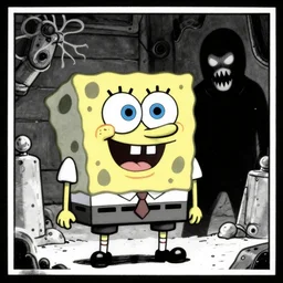 spongebob squarepants, junji ito, black and white comic, terrorist