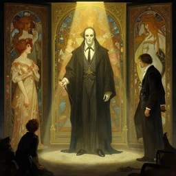 nosferatu, murnau, silent movie, 1 9 2 2, ultra wide angle, volumetric light, epic canvas, highly detailed, digital painting, artstation, concept art, cinematic lighting, illustration, art by artgerm and greg rutkowski and alphonse mucha