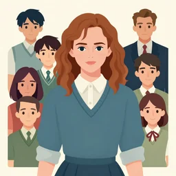 poster artwork. emma watson as hermione granger, clean cel shaded vector art. shutterstock. behance hd by lois van baarle, artgerm, helen huang, by makoto shinkai and ilya kuvshinov, rossdraws, illustration