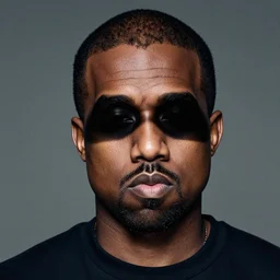 kanye west with a shadow covering his eyes, realistic, 4 k.