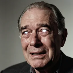 a photo of a old man crying with glowing white eyes, photo by george hurrell