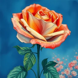 the blue rose. beautiful, realistic painting by mucha and kuvshinov and bilibin and malevich. synthwave watercolor, thick lining, manga, soviet realism