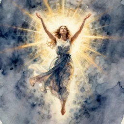 a beautiful watercolor painting of a a soul ascending into the light, near death experience, digital painting, artstation, concept art, art by delphin enjolras, smooth, sharp focus, dynamic lighting, ultrarealistic, cinematic, octane render, 8 k